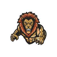 lion attacking pose with claws design illustration logo on white background vector