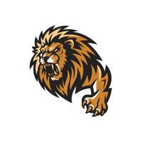 lion attacking pose with claws logo illustration on white background vector