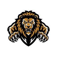 lion attacking pose with claws design logo illustration on white background vector