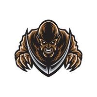 pirate angry pose attacking with claws illustration logo vector