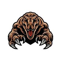 tyrannosaurus attacking with claws logo illustration on white background vector