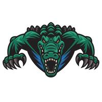 crocodile attacking pose with claws logo design on white background vector