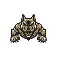 hyena attacking pose with claws design logo on white background vector