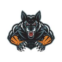 dog black attacking pose with claws logo design on white background vector