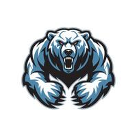 polar bear attacking pose with claws logo on white background vector