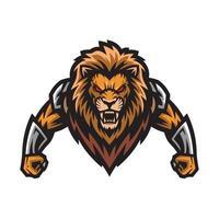 lion attacking pose with claws design logo on white background vector
