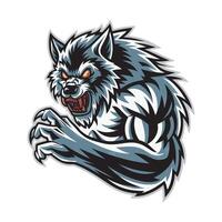 werewolves fierce pose attacking with claws design logo vector