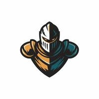 knight pose standing design logo on white background vector