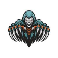 grim reaper attacking with claws logo on white background vector