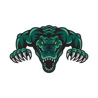 crocodile attacking pose with claws logo design illustration on white background vector