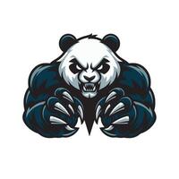 panda fierce attacking with claws logo design illustration on white background vector