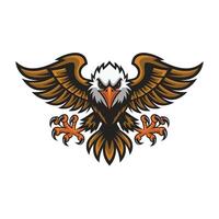 eagle fliying attacking pose with claws logo illustration design vector