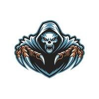 grim reaper pose attacking with claws design logo vector