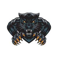 black panther illustration logo attacking with claws design on white background vector