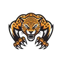 leopard wild attacking pose with claws design logo on white background vector