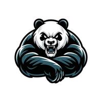 panda fierce pose attacking with punch design illustration logo vector