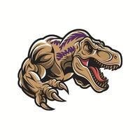 tyrannosaurus attacking with claws logo design side view vector