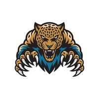 leopard attacking pose with claws logo illustration design vector