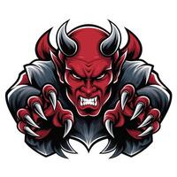 devil pose angry attacking with claws character logo illustration vector