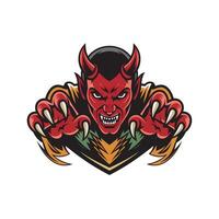devil pose angry attacking with claws character logo design illustration vector