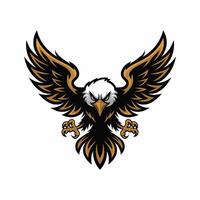 eagle fliying attacking pose with claws logo design illustration vector