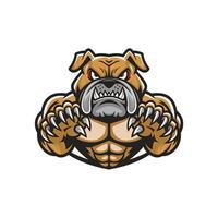 bulldog muscular pose attacking with claws design logo vector
