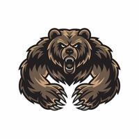 bear fierce attacking logo with claws design illustration vector