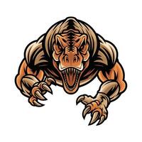 tyrannosaurus pose attacking with claws design illustration logo vector