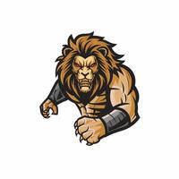 lion muscular attacking pose with claws design illustration logo vector
