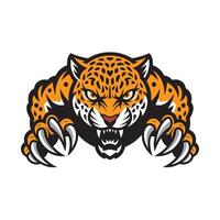leopard attacking pose with claws design illustration logo vector