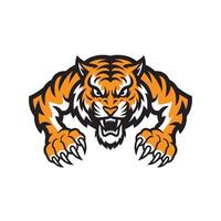tiger attacking with claws logo on white background vector