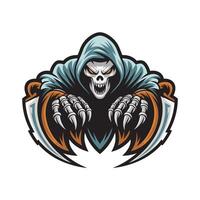 grim reaper attacking with claws design logo on white background vector