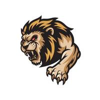 lion attacking pose with claws logo on white background vector
