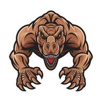 tyrannosaurus pose attacking with claws on white background vector