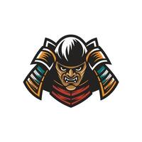 samurai wild character design logo illustration on white background vector