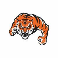 tiger attacking with claws logo design on white background vector