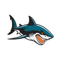 shark pose attacking illustration logo design on white background vector