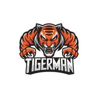 tiger attacking pose with claws design illustration logo with text vector