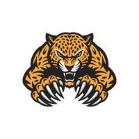 leopard attacking pose with claws logo design on white background vector