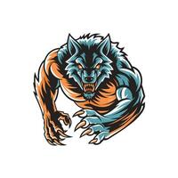 werewolves pose attacking with claws design logo illustration on white background vector