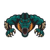 crocodile attacking pose with claws logo on white background vector