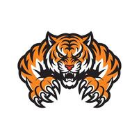 tiger attacking with claws design logo on white background vector
