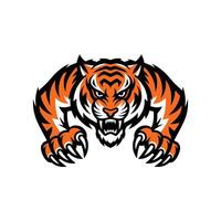 tiger pose attacking with claws logo design vector