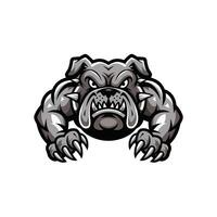 bulldog muscular pose attacking with claws design logo illustration vector