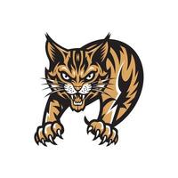 cat pose attacking with claws logo illustration design vector