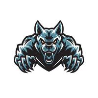 dog attacking pose with claws illustration design logo vector