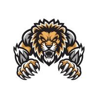 lion attacking pose with claws logo vector