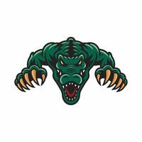 crocodile attacking pose with claws design logo vector