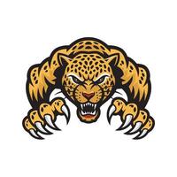 leopard attacking pose with claws logo illustration vector