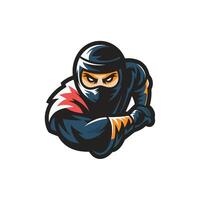 ninja pose attacking design logo vector